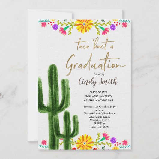 メキシコのタコによる卒業パーティー招待状 招待状 (正面)