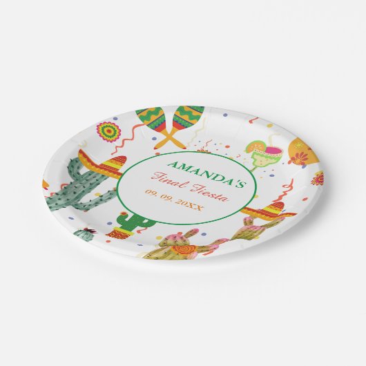 メキシコのタコの恋のバチェロレッテ ペーパープレート (アングル)