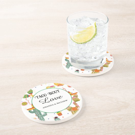メキシコのタコの恋のブライダルシャワーパーティーの好意 コースター (側面)