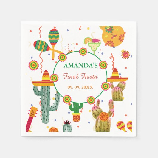 メキシコのタコの恋のブライダルシャワーパーティーの好意 スタンダードカクテルナプキン (正面)