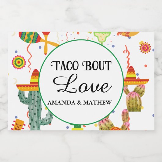 メキシコのタコの恋のブライダルシャワーパーティーの好意 スパークリングワインラベル (シングルラベル)