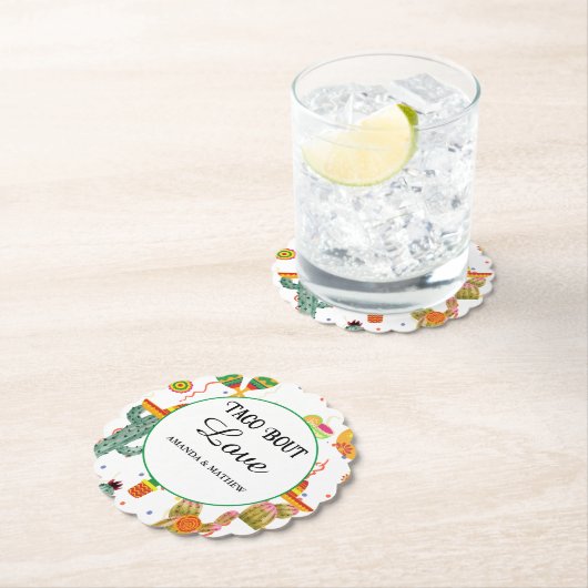 メキシコのタコの恋のブライダルシャワーパーティーの好意 ペーパーコースター (インサイチュ)