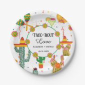 メキシコのタコの恋のブライダルシャワーパーティーの好意 ペーパープレート (正面)