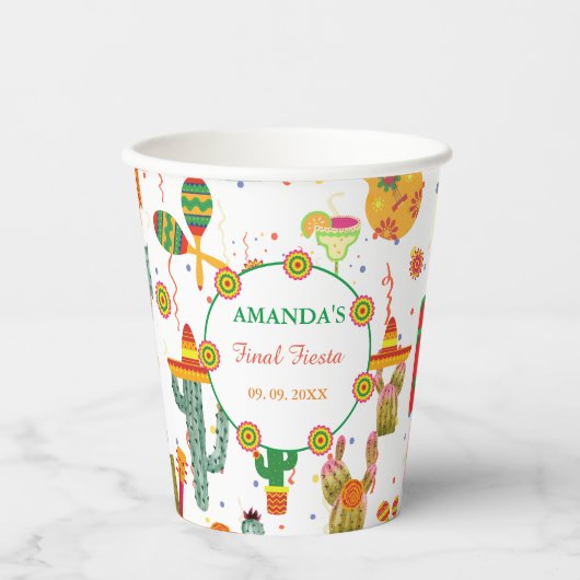 メキシコのタコの恋のブライダルシャワーパーティーの好意 紙コップ (正面)