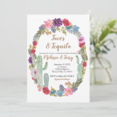 メキシコのタコスとテキーラ·カクタスのカップルシャワー  招待状 (スタンド正面)