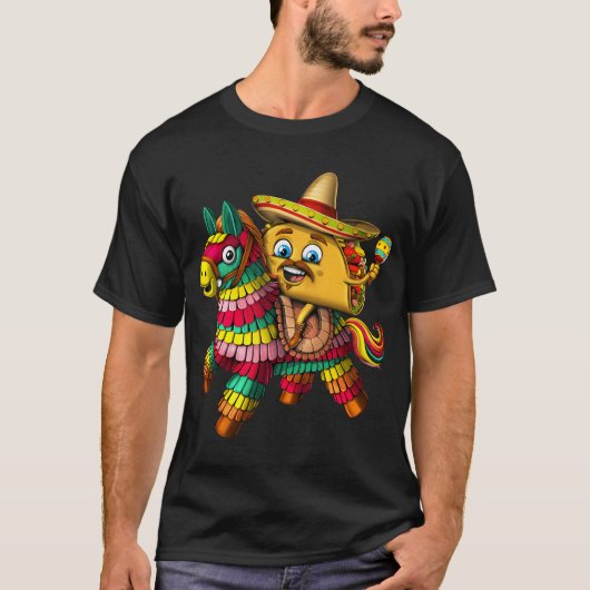 メキシコのタコスに乗ったピニャタ Tシャツ (正面)