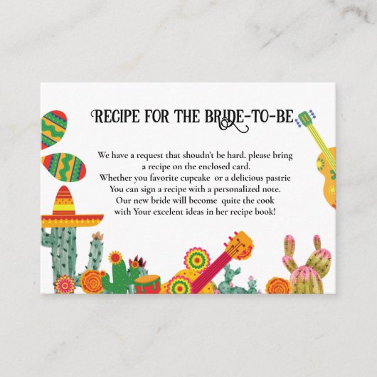 メキシコのタコスは花嫁の要求レシピに取り組む エンクロージャーカード (正面)