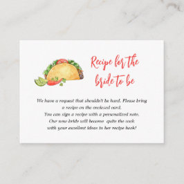 メキシコのタコスレシピ要求ブライダルシャワー エンクロージャーカード