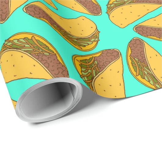 メキシコのタコス食品パターン(の模様が)ある誕生日 ラッピングペーパー (ロールコーナー)