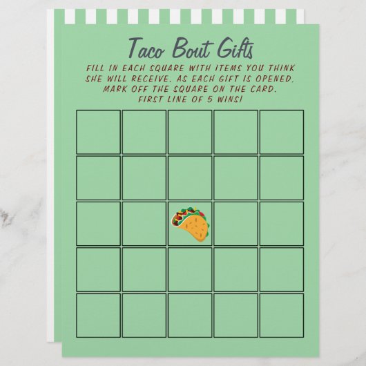 メキシコのタコベビーシャワービンゴ🌮フェスティバルゲーム (正面/裏面)