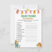 メキシコのタコ語スクランブル赤ちゃんシャワーゲームカード 招待状 (正面)