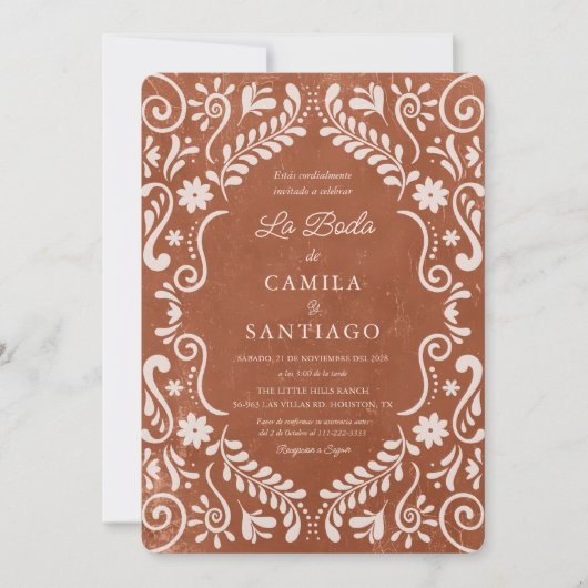 メキシコのタラスペインのベラ写真結婚式招待状 招待状 (正面)
