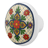 メキシコのタラファンシーベラフローラフォークアートグリッドノブ セラミックノブ (右)