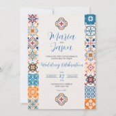 メキシコのタラベカラフルラフローラ結婚フィエスタ 招待状 (正面)