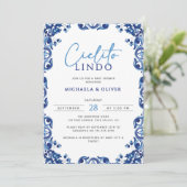 メキシコのタラベラタイル ベビーシャワー Cielito Lindo 招待状 (スタンド正面)