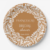 メキシコのタラベラテラコッタのウェディングシャワー モノグラム ペーパープレート (正面)