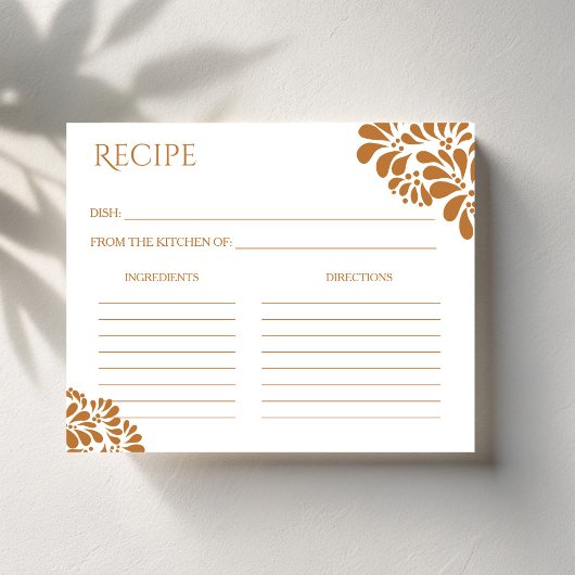 メキシコのタラベラブライダルシャワーレシピカード