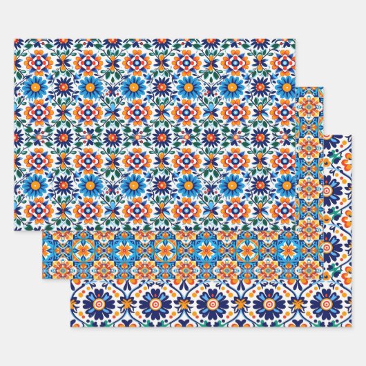 メキシコのタラベラ包装紙 ラッピングペーパーシート (セット)