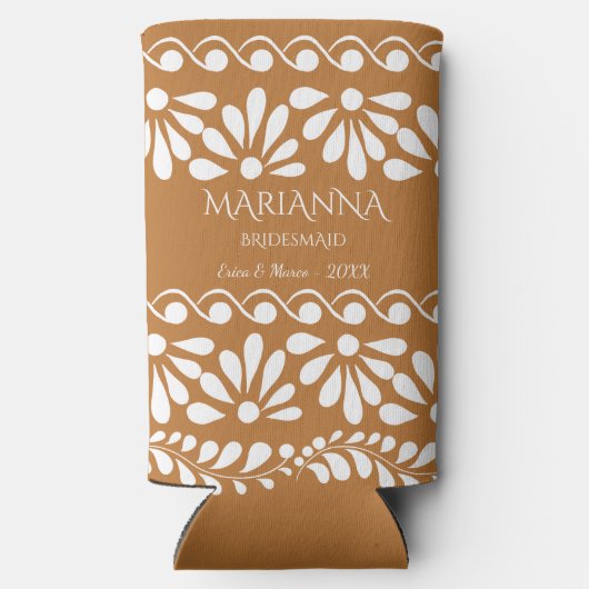 メキシコのタラベラ花嫁の贈りパーソナライズされた物 スリム缶クーラー (裏面)