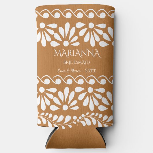 メキシコのタラベラ花嫁の贈りパーソナライズされた物 スリム缶クーラー (正面)