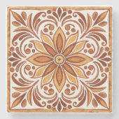 メキシコのタラベラ茶色のエレガントな結婚式の好意 ストーンコースター (正面)