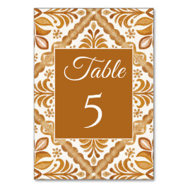 メキシコのタラベラ茶色のエレガントな結婚式 テーブルナンバー
