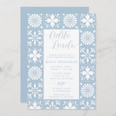 メキシコのタラベラ青Cielito Lindo赤ちゃんシャワー 招待状 (正面/裏面)