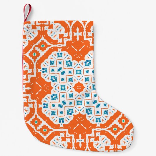 メキシコのタラベラ：アンティークセラミックシームレス スモールクリスマスストッキング (正面)