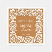 メキシコのタラベラ テラクッタ ブライダルシャワー モノグラム スタンダードカクテルナプキン (正面)