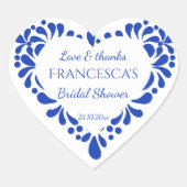 メキシコのタラベラ・ブルー・ブライダルシャワーの好意 ハートシール (正面)