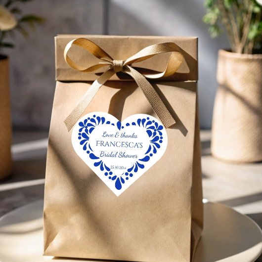 メキシコのタラベラ・ブルー・ブライダルシャワーの好意 ハートシール