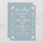 メキシコのタラベラ ベイビーボーイ 誕生招待状 招待状 (正面/裏面)