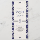 メキシコのタラベラ・マジョリカ海軍ブルー結婚ホワイト プログラム (正面)