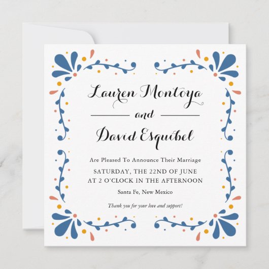 メキシコのタラ結婚ベラの発表 招待状 (正面)