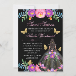 メキシコのダークスキンウーマンフローラドレス甘い16 招待状