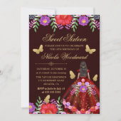 メキシコのダークスキンウーマンフローラドレス甘い16 招待状 (正面)