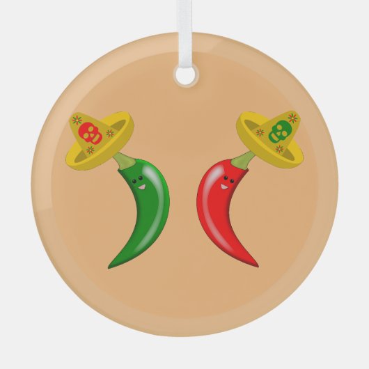 メキシコのチリの死んだ日 ガラスオーナメント (正面)