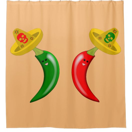 メキシコのチリの死んだ日 シャワーカーテン (正面)