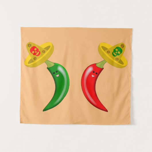 メキシコのチリの死んだ日 タペストリー (正面(横))