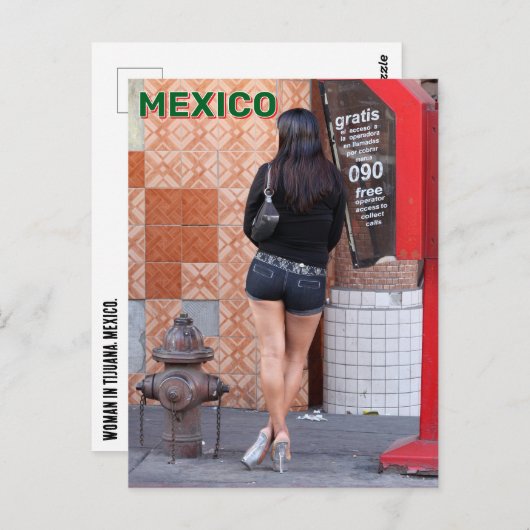 メキシコのティフアナの女性 ポストカード (正面/裏面)