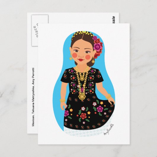 メキシコのテフアナ・マトリョシカ葉書 ポストカード (正面/裏面)