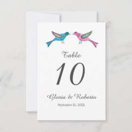 メキシコのテーブル結婚番号（ブルー&ピンク） サンキューカード