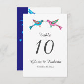 メキシコのテーブル結婚番号(ブルー&ピンク) サンキューカード (正面/裏面)