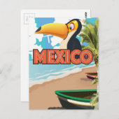 メキシコのトゥーカンビーチ旅行ポスター。 ポストカード (正面/裏面)
