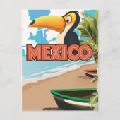 メキシコのトゥーカンビーチ旅行ポスター。 ポストカード (正面)