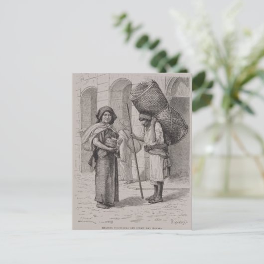 メキシコのトルティーリャと麦わら売り ポストカード (スタンド正面)