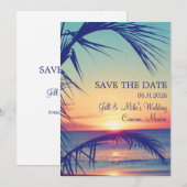 メキシコのトロピカルビーチでの結婚式　保存してください セーブザデート (正面/裏面)