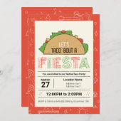 メキシコのドゥードルズタコクリップアートタコフィエスタパーティー 招待状 (正面/裏面)