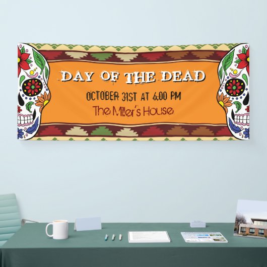 メキシコのハロウィーンの死んだ砂糖スカル 横断幕 (トレードショー)
