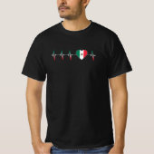 メキシコのハートビートI愛メキシコ国旗のハートプライド Tシャツ (正面)